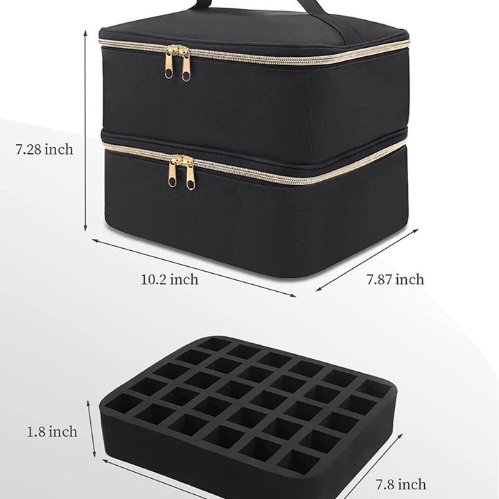 Luxury Double-Deck Nail & Cosmetic Organizer with Removable Silicone Bottle Grid Bowlift