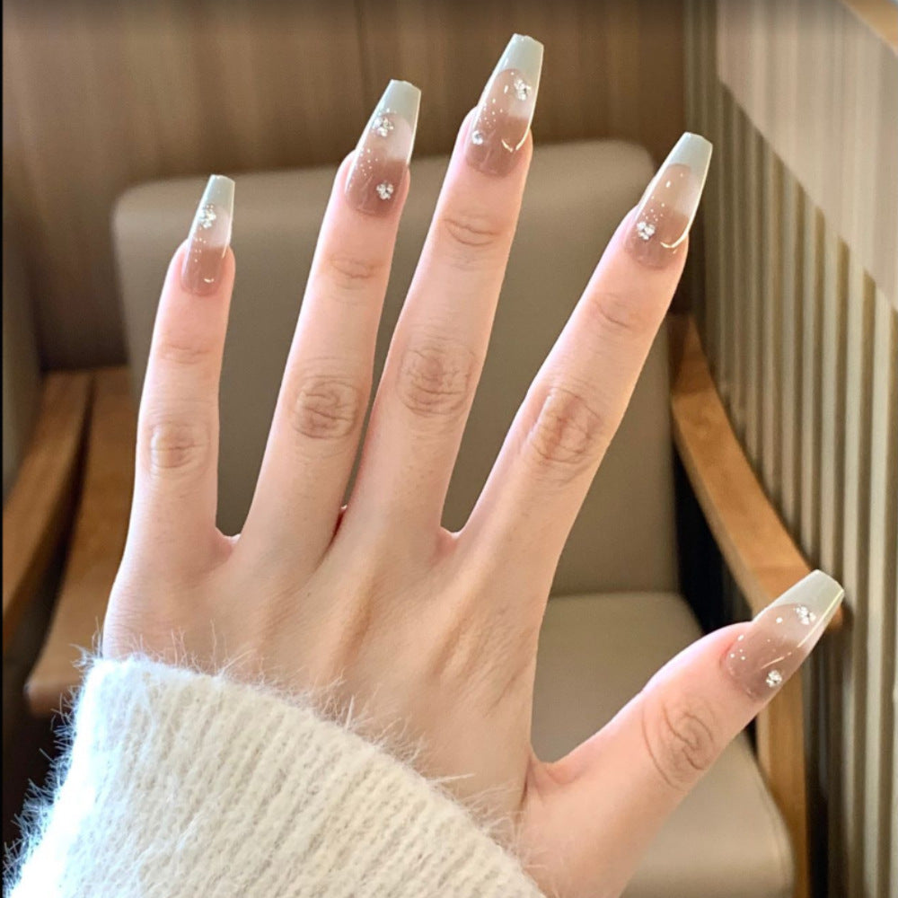 Decorative Floral Stiletto Press-On Nails Bowlift