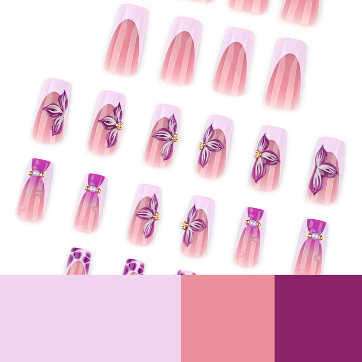 Artistic Nail Extensions with Floral Decor Bowlift