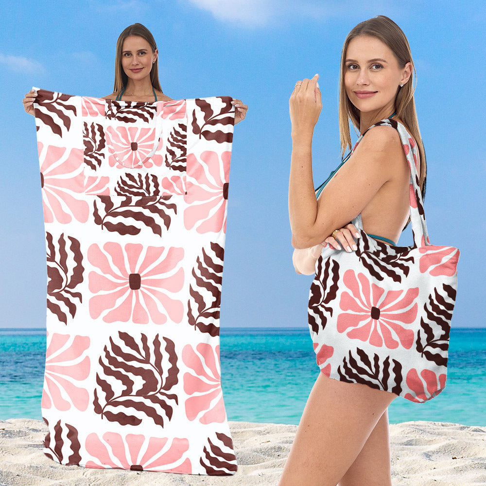 Beach towel with elegant floral patterns Bowlift