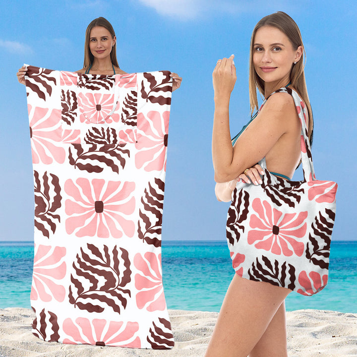 Beach towel with integrated tote bag design Bowlift