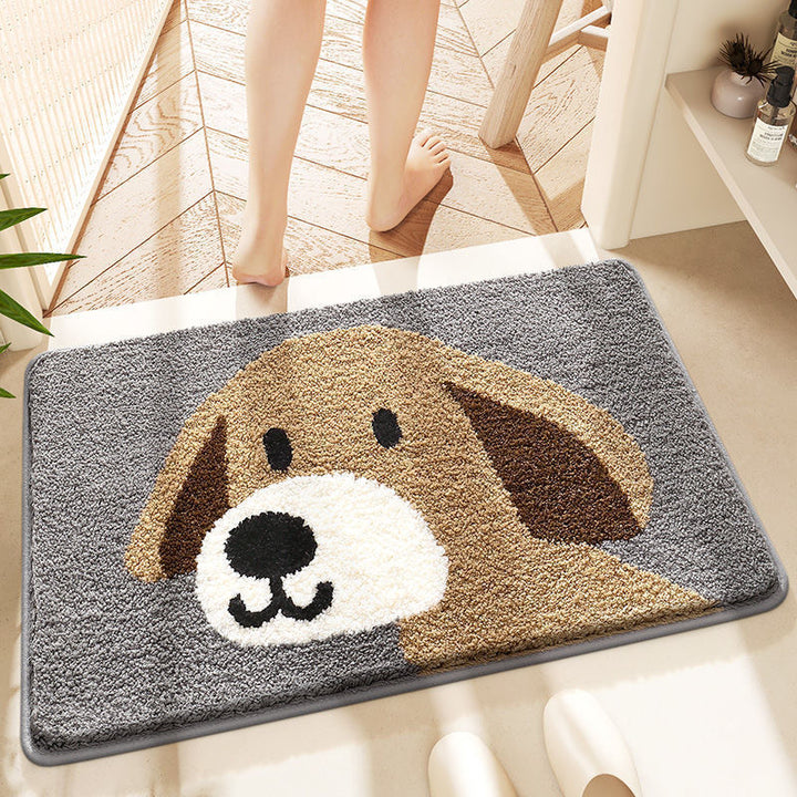 Cartoon Cat-Themed Plush Bath Mat