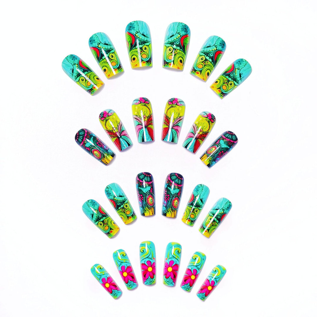Creative Art Nails with Glowing Flower Design Bowlift