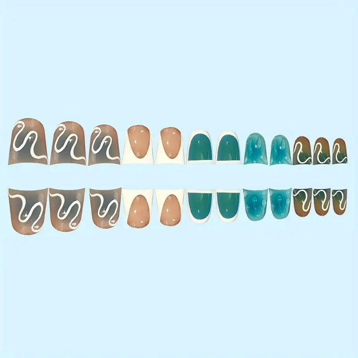 Artistic Abstract Press-On Nail Design Bowlift
