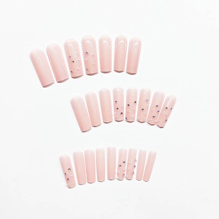 Acrylic nail set with sparkling rhinestone embellishments Bowlift