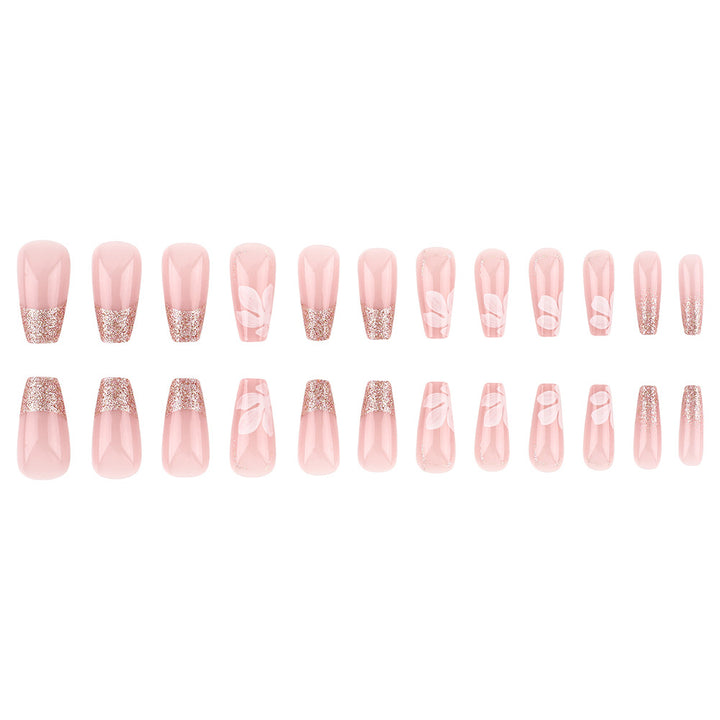 Glittery Elegant Floral Press-On Nails Bowlift