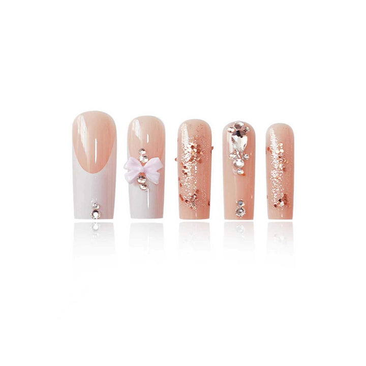 Artistic 3D Bow and Gemstone Press-On Nails Bowlift