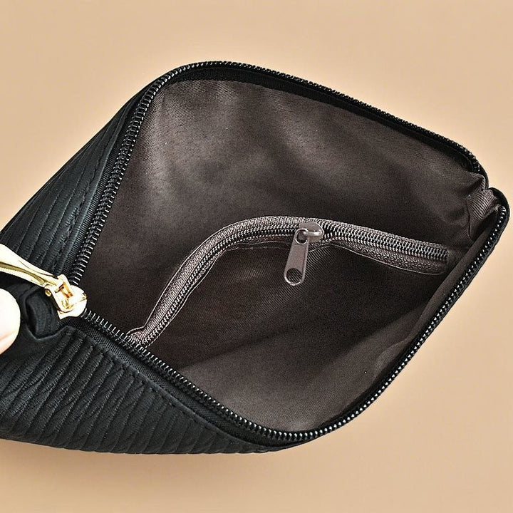 Quilted Double-Zip Wristlet Clutch Wallet with Detachable Strap Bowlift