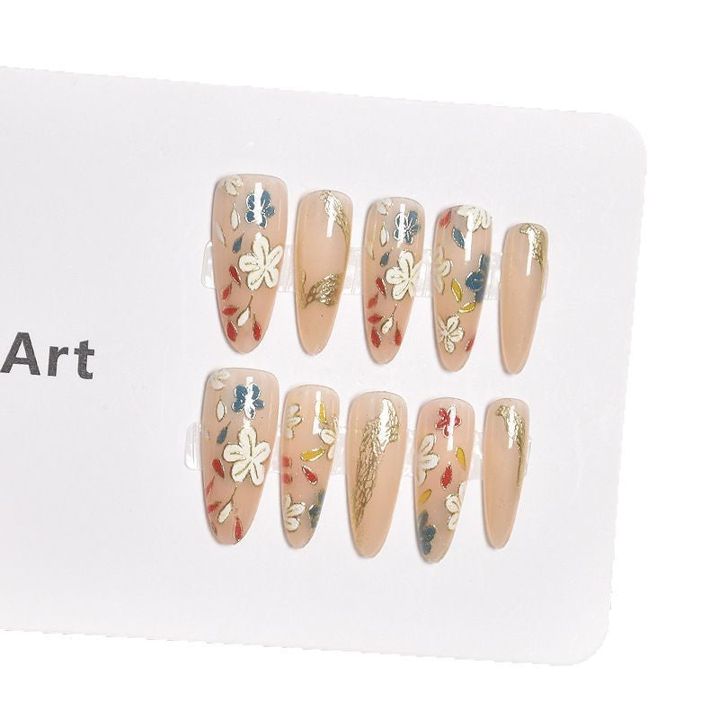 Elegant Floral Design Press-On Nails Bowlift