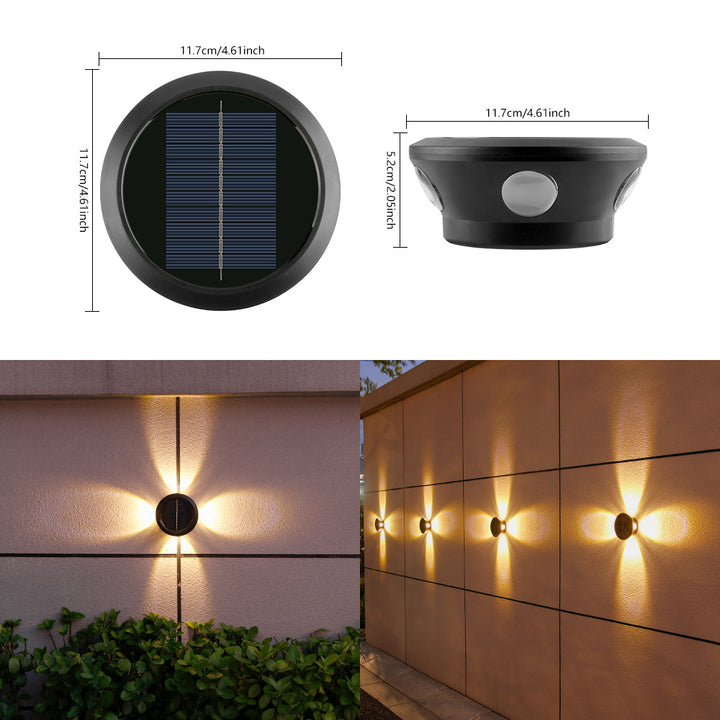 Outdoor Solar Wall Light Multi-Beam LED Decorative Accent Bowlift