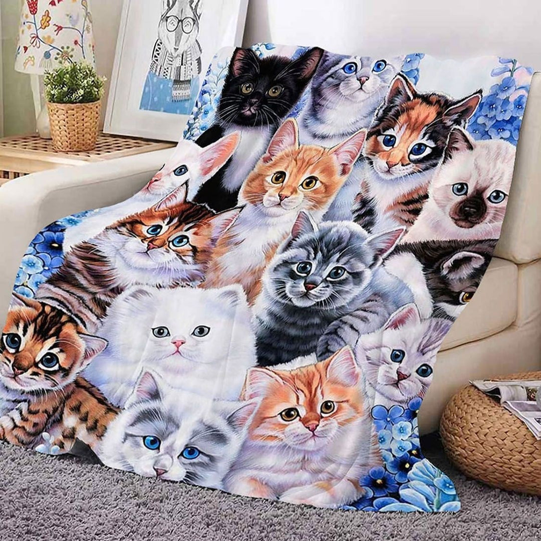 Artistic Cat-Themed Fleece Throw Blanket