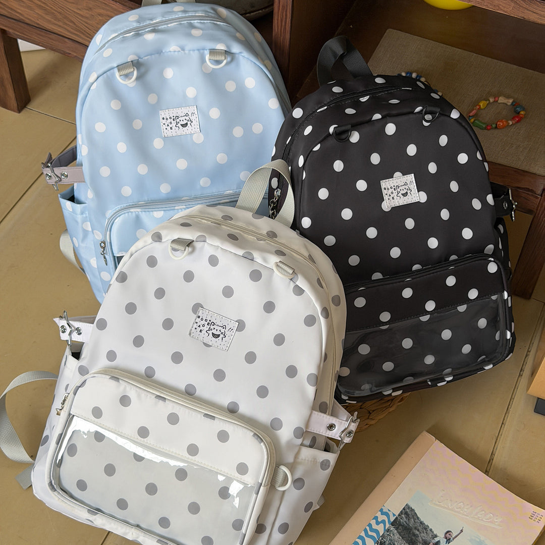 Polka Dot Patterned School Backpack Bowlift