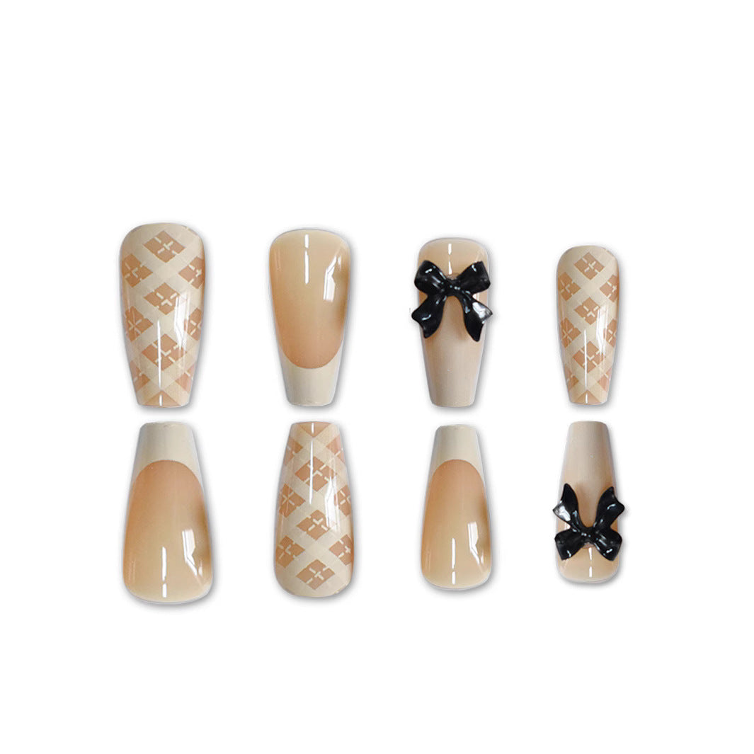Elegant Long Length Press-On Nail Art Bowlift