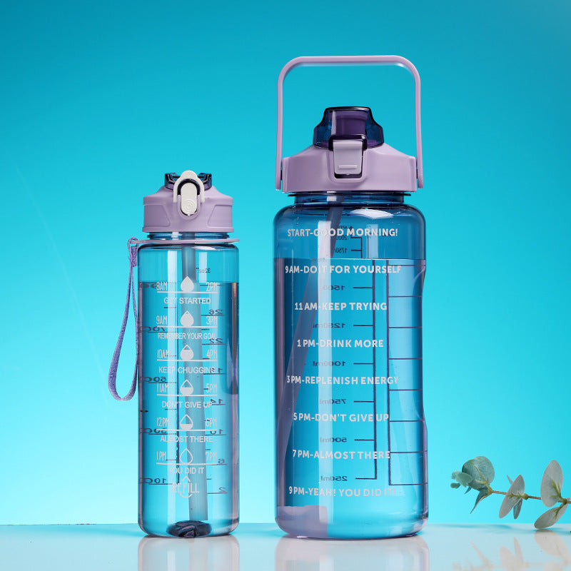 Women's motivation water bottle with integrated time markings and ergonomic design Bowlift