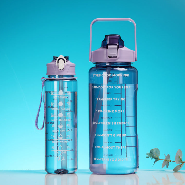 Women's motivation water bottle with integrated time markings and ergonomic design Bowlift