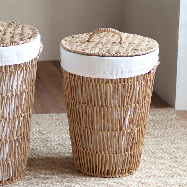 Rustic laundry basket with lid Bowlift