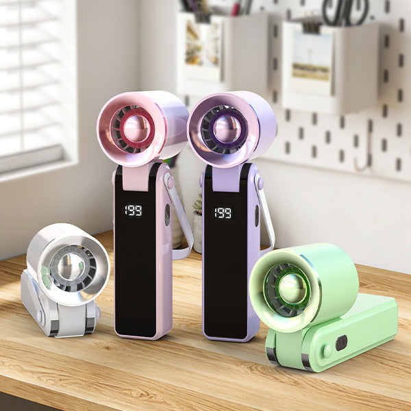 Women's Portable Hand Fan with LED Display Bowlift
