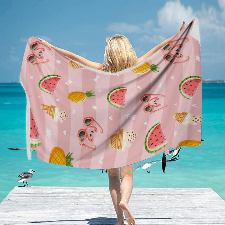 Beach towel with exotic palm pattern and soft microfiber quality Bowlift