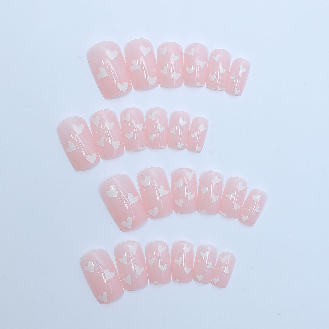 Heart-Themed Full Cover Press-On Nails Bowlift