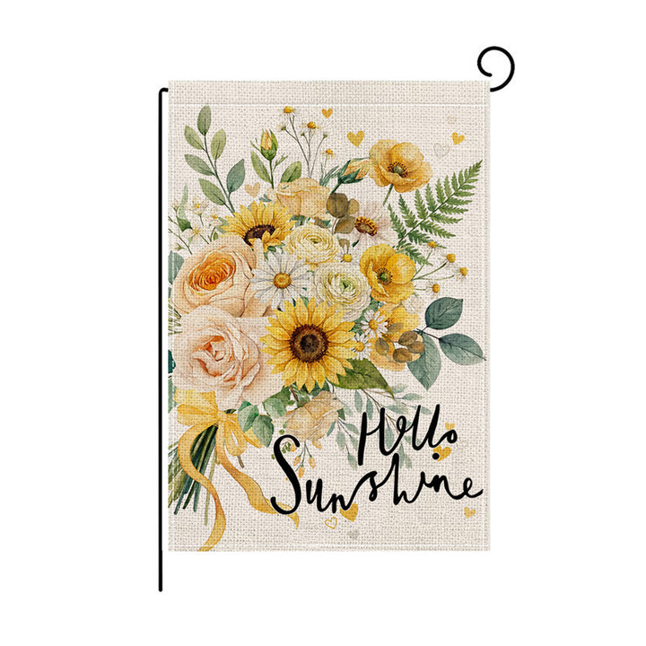 Decorative Burlap-Texture Garden Flag with Sunflower Cat Welcome Design