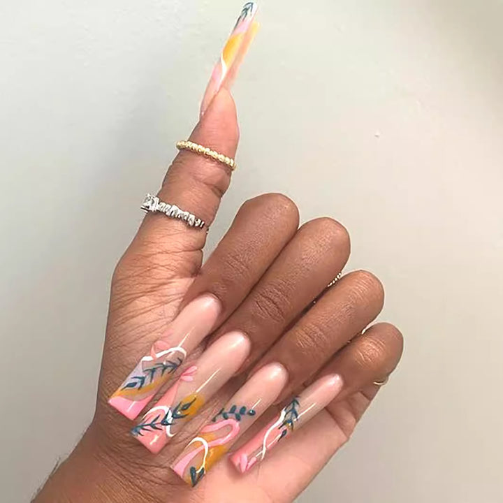 Floral Art Press-On Nails Bowlift