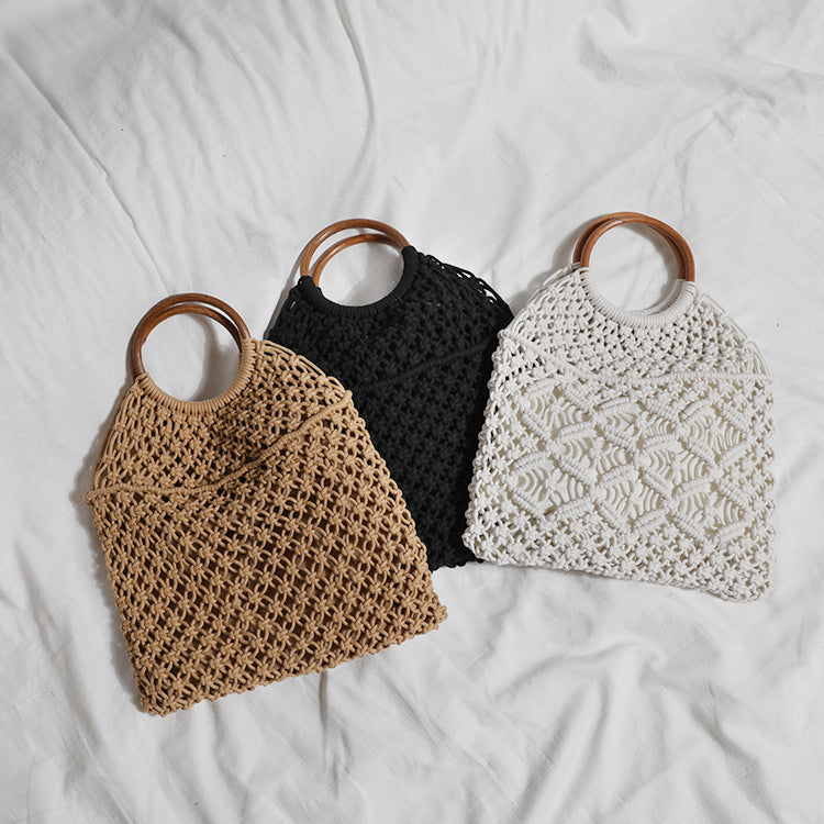 Macrame bag with wooden handle Bowlift