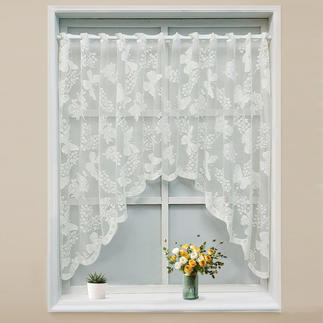 Floral Embroidered Sheer Window Curtains