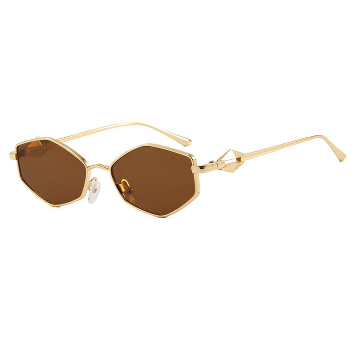 Women's geometric sunglasses with protective UV filter and high-end metal frame Bowlift