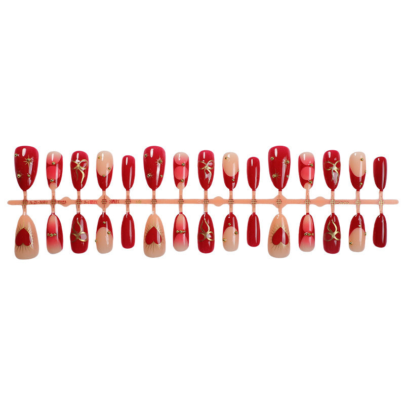 Decorative Press-On Nail Set with Elegant Leaf Designs Bowlift