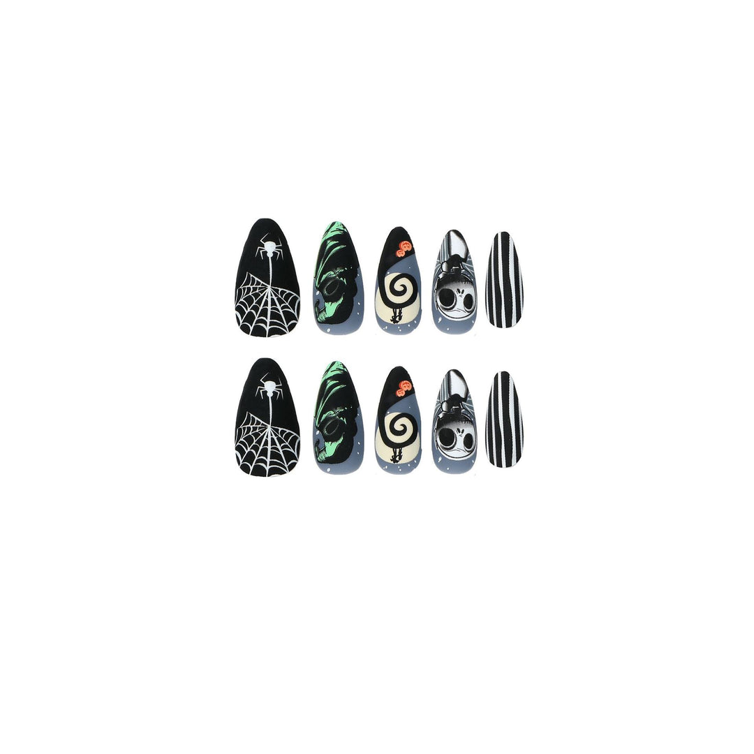 Artistic Halloween Nail Extensions in Gothic Design Bowlift
