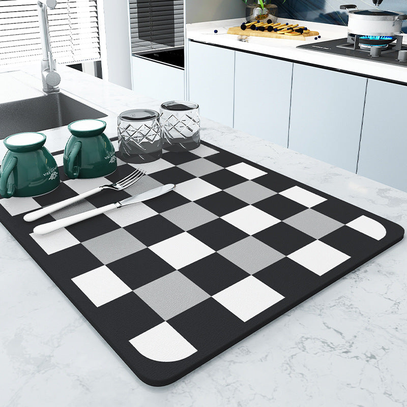 Stylish Checkerboard Kitchen Mat Bowlift