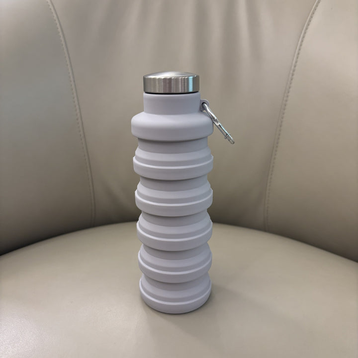 Collapsible Silicone Travel Water Bottle with Stainless Steel Cap and Carabiner Bowlift