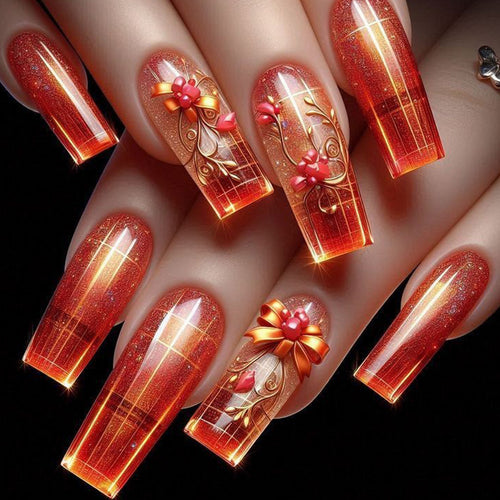 Artificial Nails in Festive Glamour Style Bowlift
