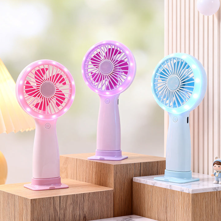 Ladies portable hand fan with LED lighting and USB connection Bowlift