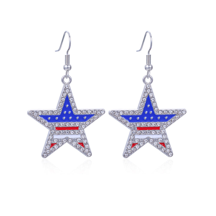 Women's lightweight star earrings with enamel flag design and fishhook Bowlift