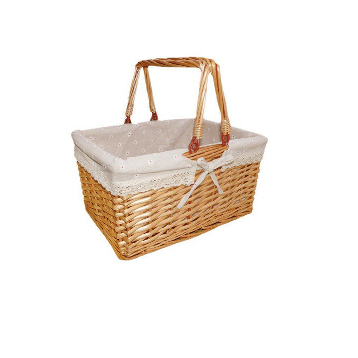 Women's braided basket with decorative fabric lining Bowlift
