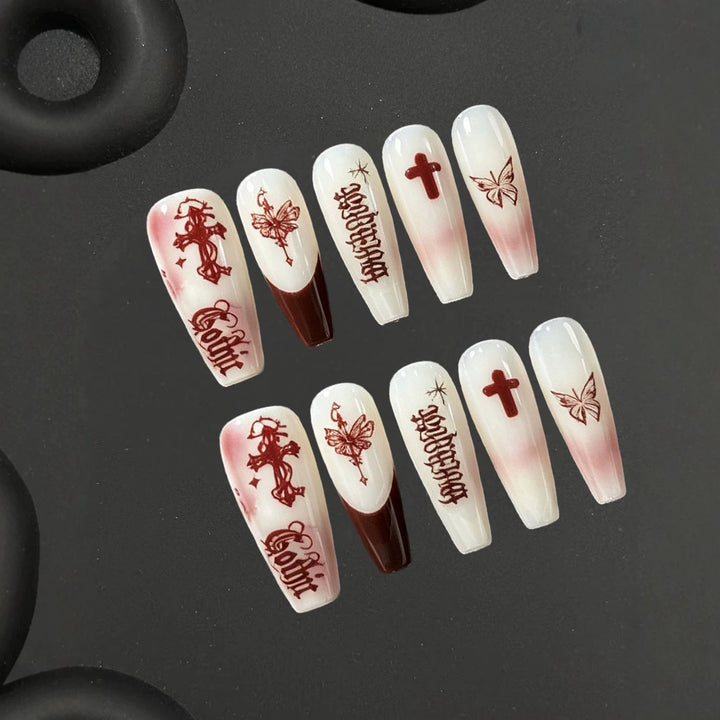 Gothic Themed Press-On Nail Art Bowlift
