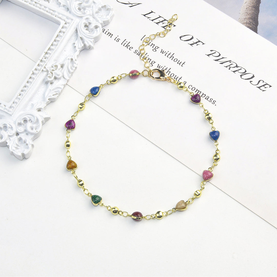 Heart-Shaped Beaded Anklet Bowlift