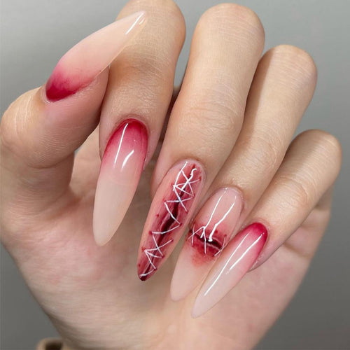 Artful Nail Extensions in Elegant Ombre Style with Art Motif Bowlift