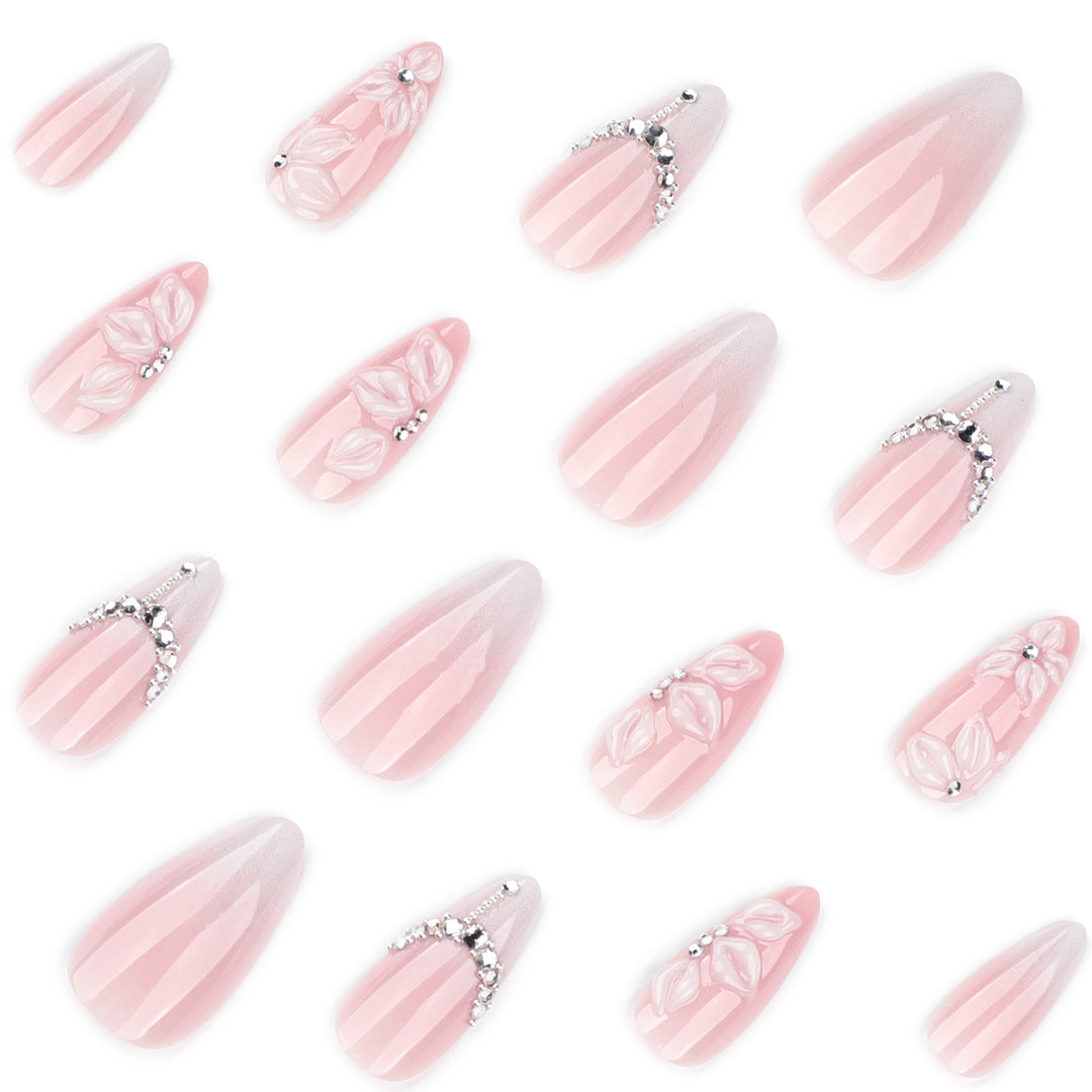 Acrylic Nail Extensions with Elegant Flower Design Bowlift