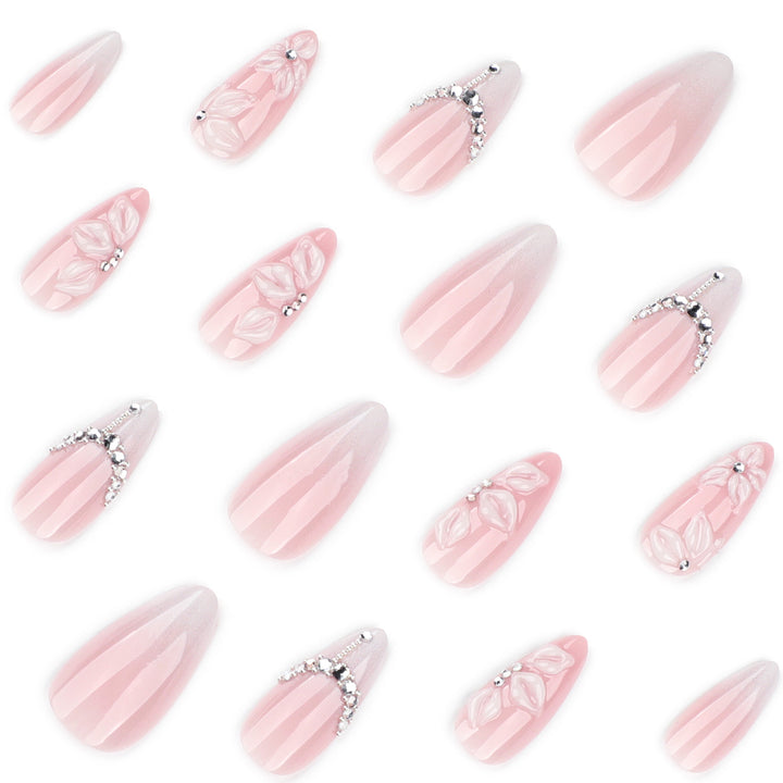 Acrylic Nail Extensions with Elegant Flower Design Bowlift