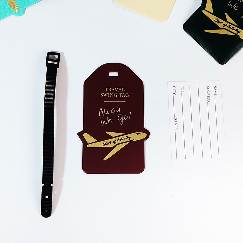premium travel luggage tag with embossed airplane motif Bowlift