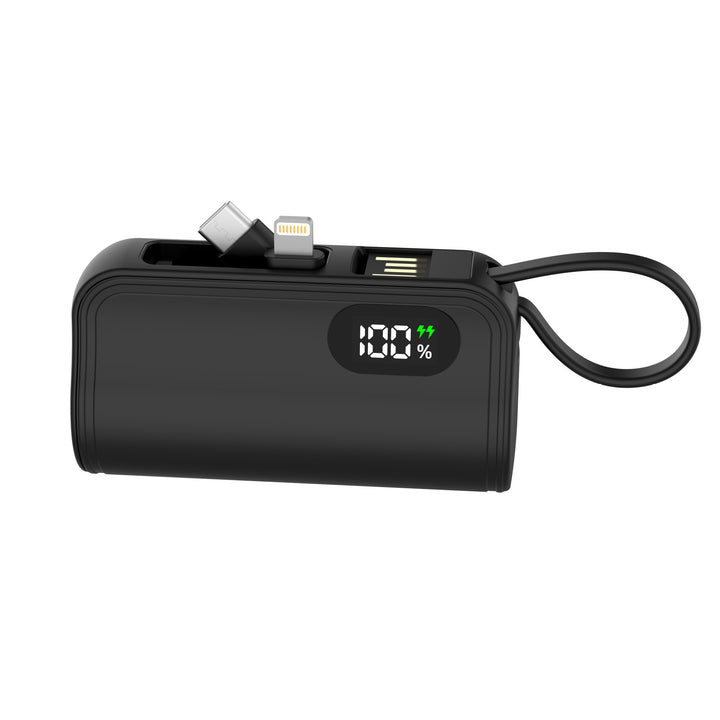 Power bank with integrated charging cable and digital display Bowlift