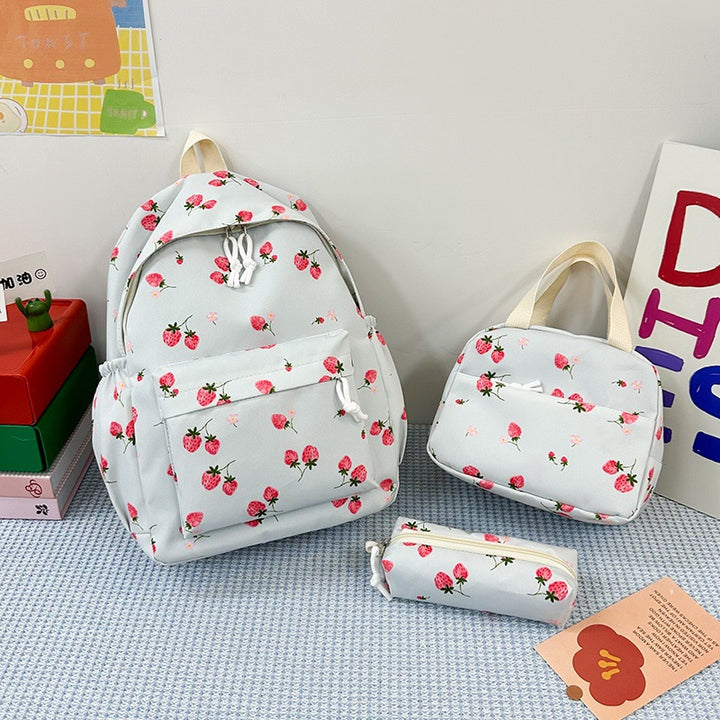 Playful Floral Printed Backpack Set