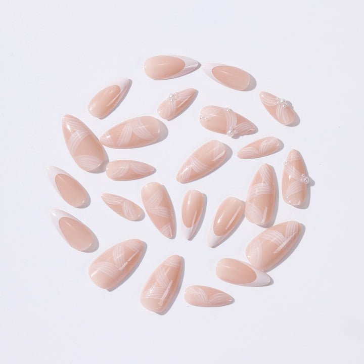 Creative acrylic nail set with elegant tips and glitter decorations Bowlift