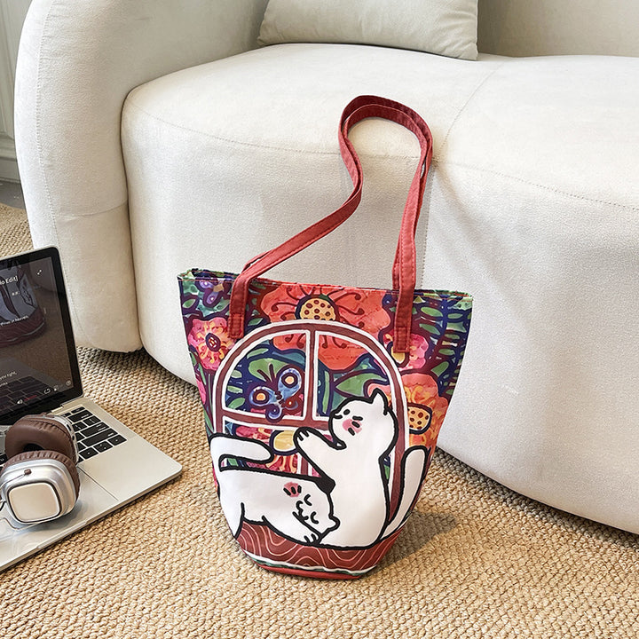 Fun Artistic Cat-Themed Tote Bag Bowlift