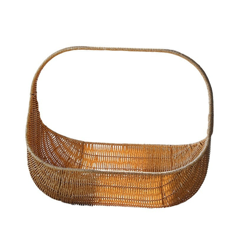 Handcrafted Natural Wicker Carry Basket Bowlift