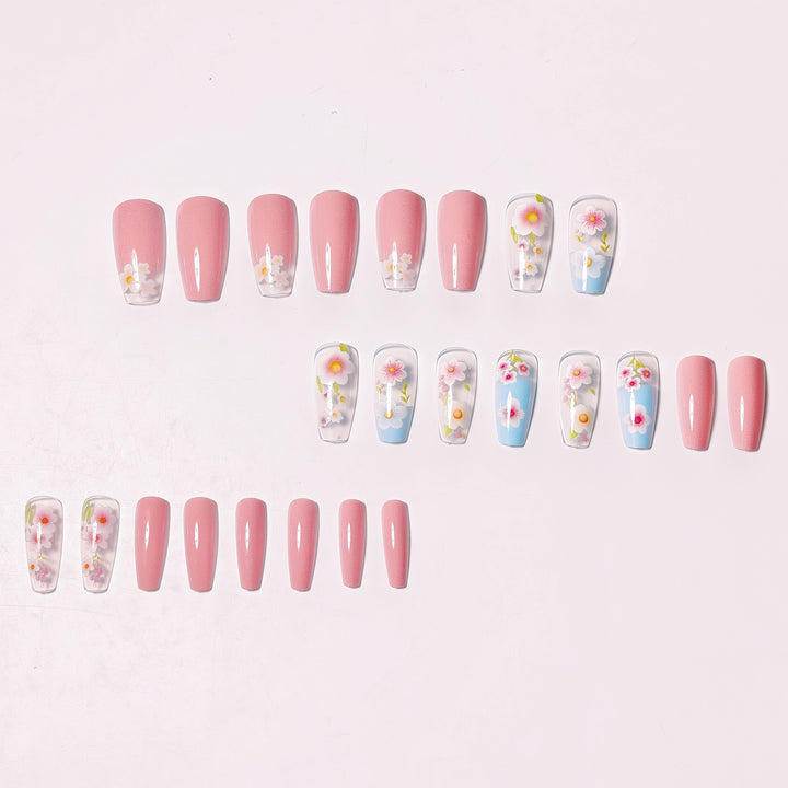 Floral Art Acrylic Nail Tips Bowlift