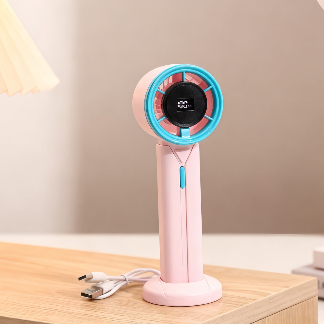 Women Portable Fan with USB Connection and Digital Display Bowlift