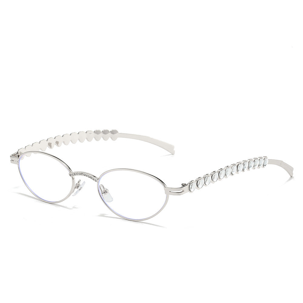 Elegant Rhinestone-Embellished Cat-Eye Glasses Bowlift